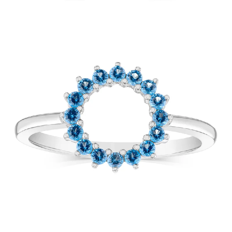 Pure eternity rings-Sterling Silver Aquamarine Blue Cubic Zirconia Circle Of Life Ring