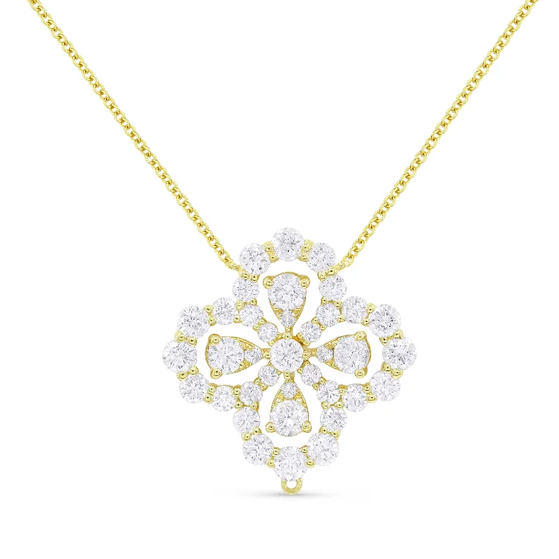 Quartz healing necklaces-1.06Ct Diamond 16"pendant Necklace In 14K Yellow Gold