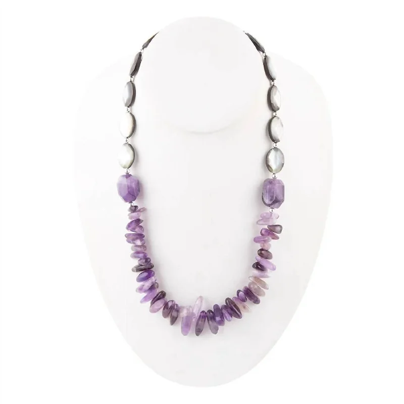 Plaited tribal necklaces-Women's Amethyst Love Necklace In Purple