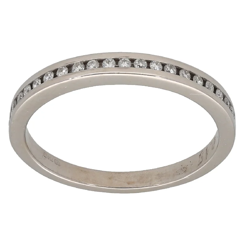 Aged bronze rings-18ct White Gold 0.18ct Diamond Half Eternity Ring Size P