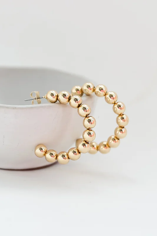 Twig style earrings-Skye Gold Ball Hoop Earrings