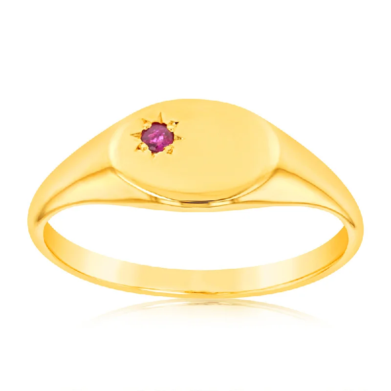 Pure diamond rings-9ct Yellow Gold 1.75mm Natural Ruby Ring