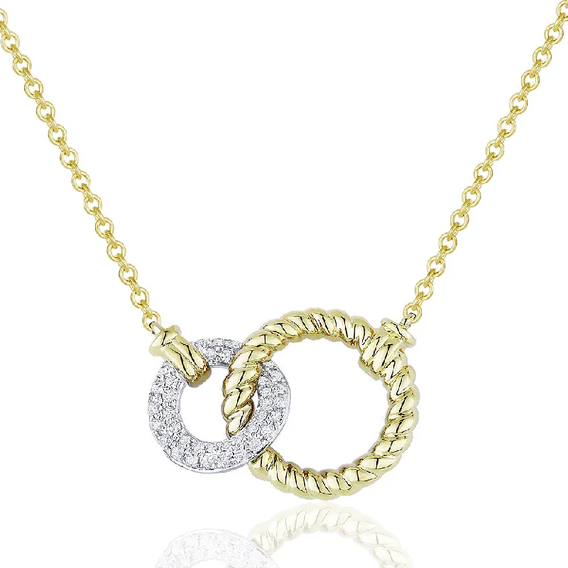 Flat knot necklaces-0.17Ct Diamond 18"necklacein 14K White And Yellow Gold