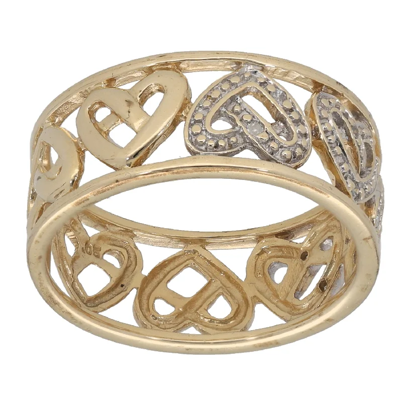 Plaited motif rings-9ct Gold 0.05ct Diamond Dress/Cocktail Ring Size O