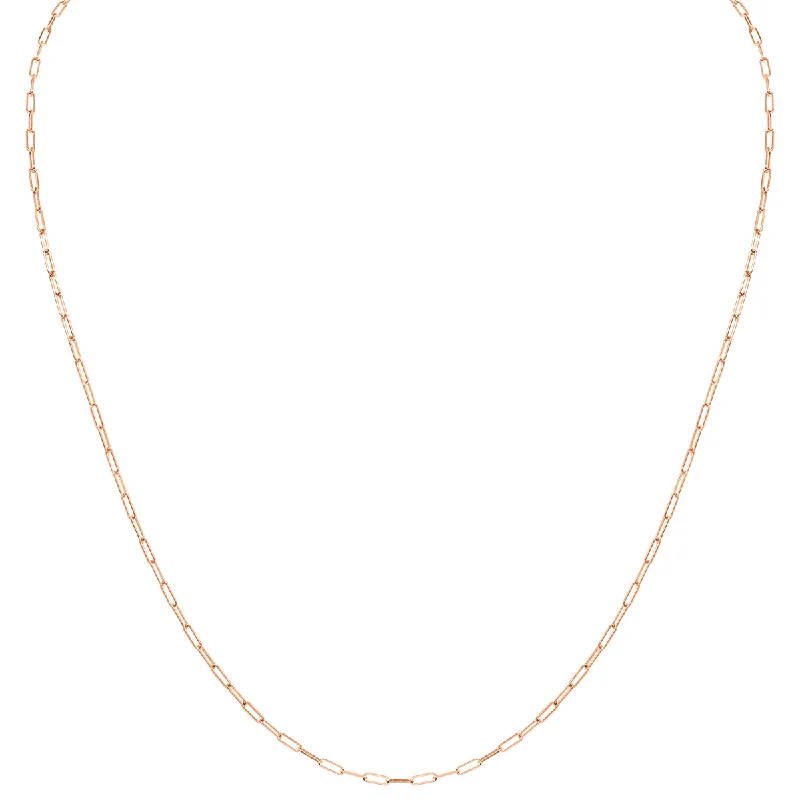 Quartz healing necklaces-14K Pink Gold 1.5Mm Dainty Paperclip Necklace With Lobster Clasp - 18 Inch