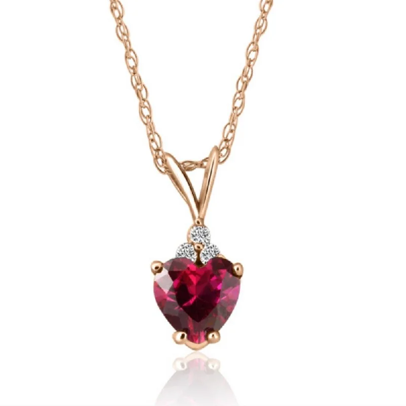 Joy charm necklaces-1/2ct Diamond & Ruby Heart Pendant 14K White Yellow or Rose Gold Necklace 1/2"