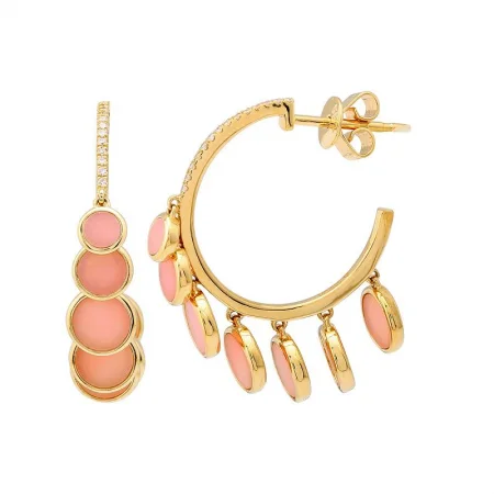 Slim hoop earrings-PAIGE PINK OPAL DROP EARRINGS