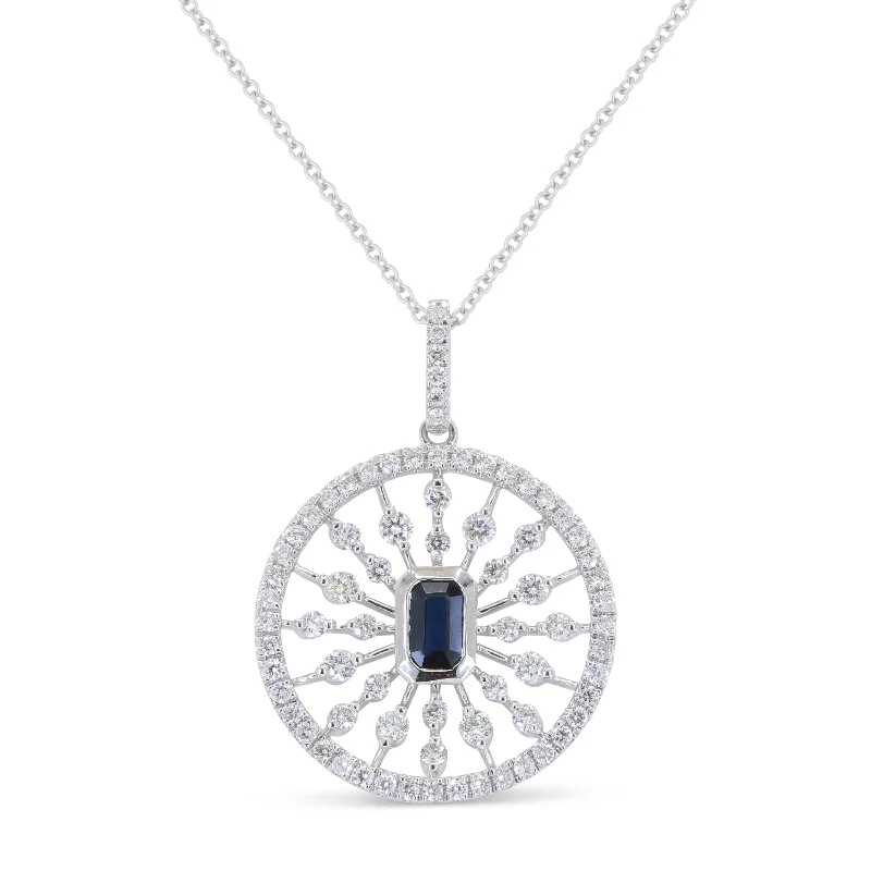 Spinel necklaces-0.27Ct Sapphire 16"pendant Necklace In 14K White Gold