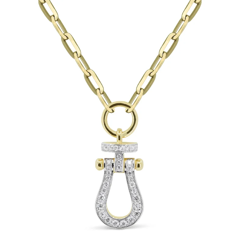 Smooth disc necklaces-0.17Ct Diamond Necklace In 14K Yellow Gold