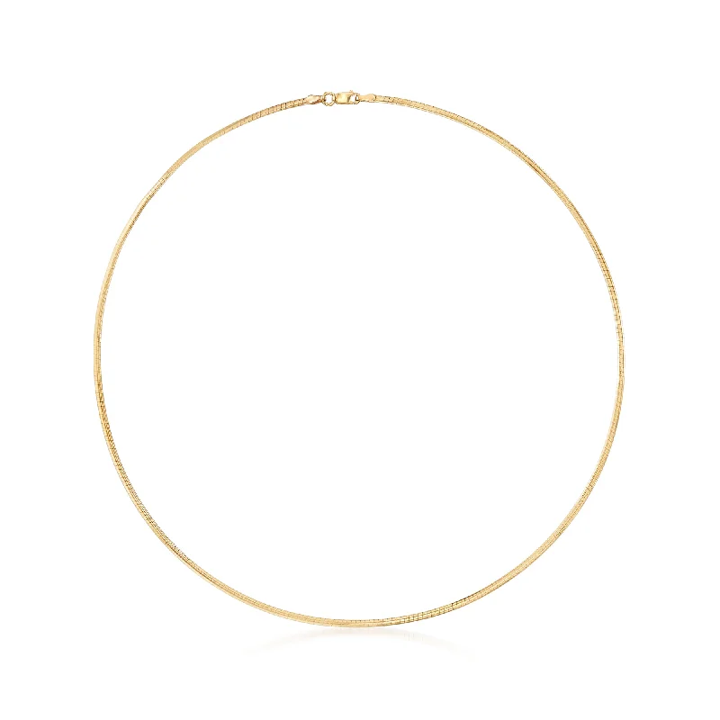 Bright crystal necklaces-Ross-Simons Italian 2mm 18kt Gold Over Sterling Omega Necklace