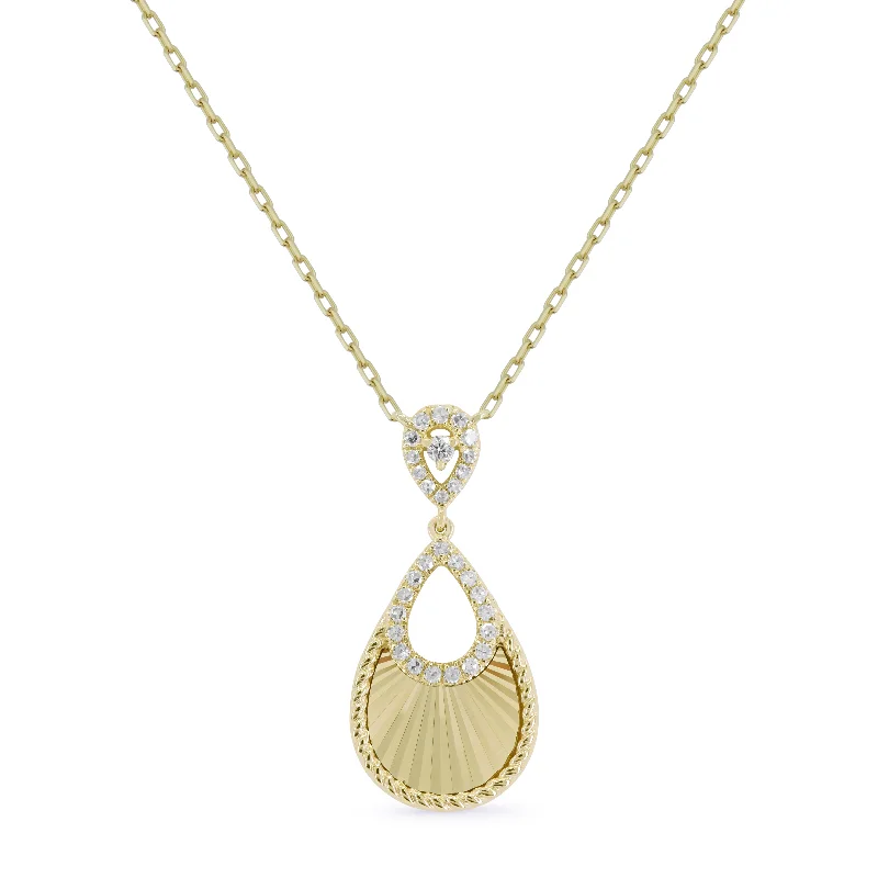 Brilliant pearl necklaces-0.18Ct Diamond 18"necklacein 14K Yellow Gold