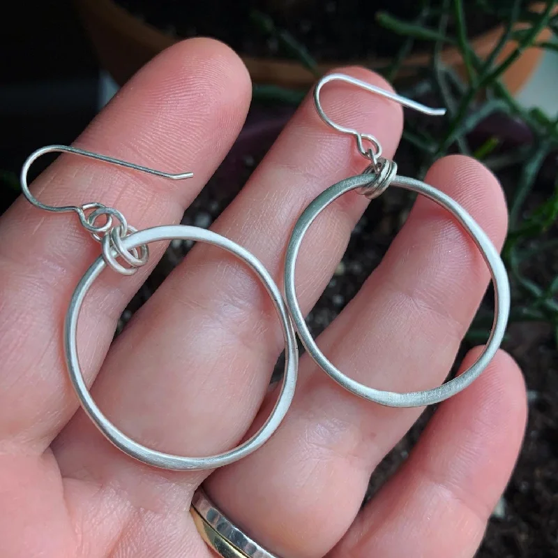 Rover weave earrings-Sterling Silver "wonky circle" Earrings