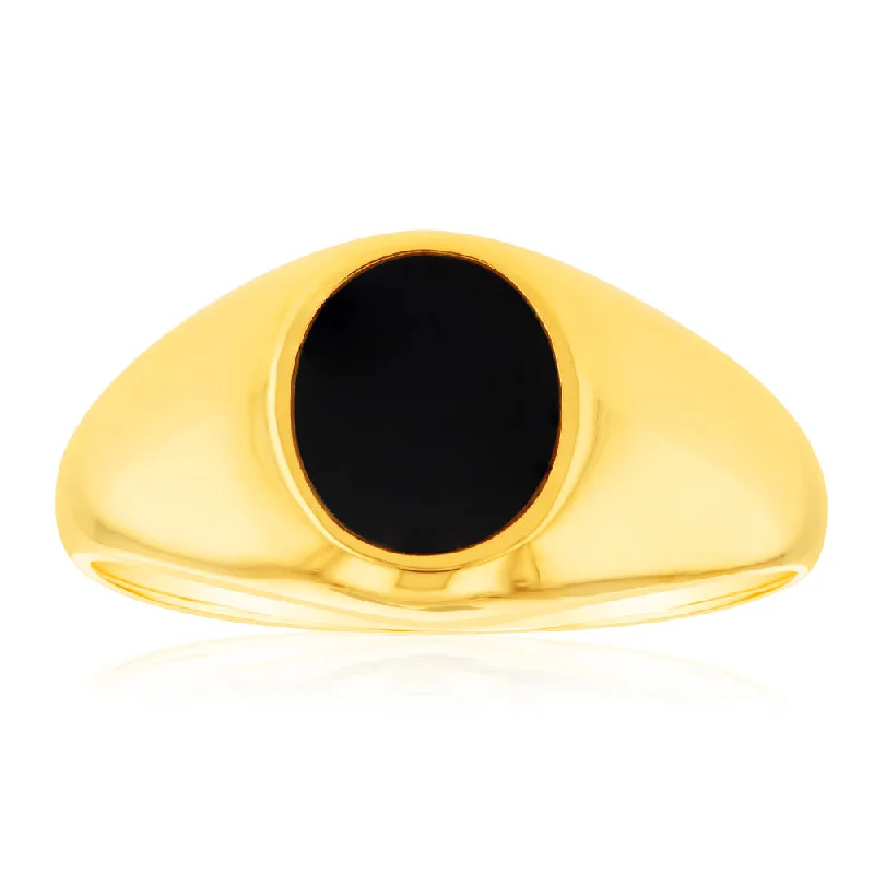 Strong clasp rings-9ct Yellow Gold in 0.64 Carat Agate Gents Ring