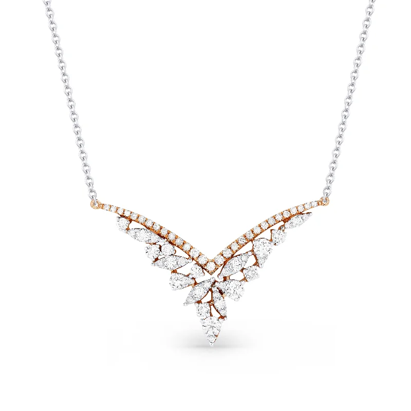 Flax thread necklaces-0.42Ct Diamond 18"necklacein 14K White And Rose Gold