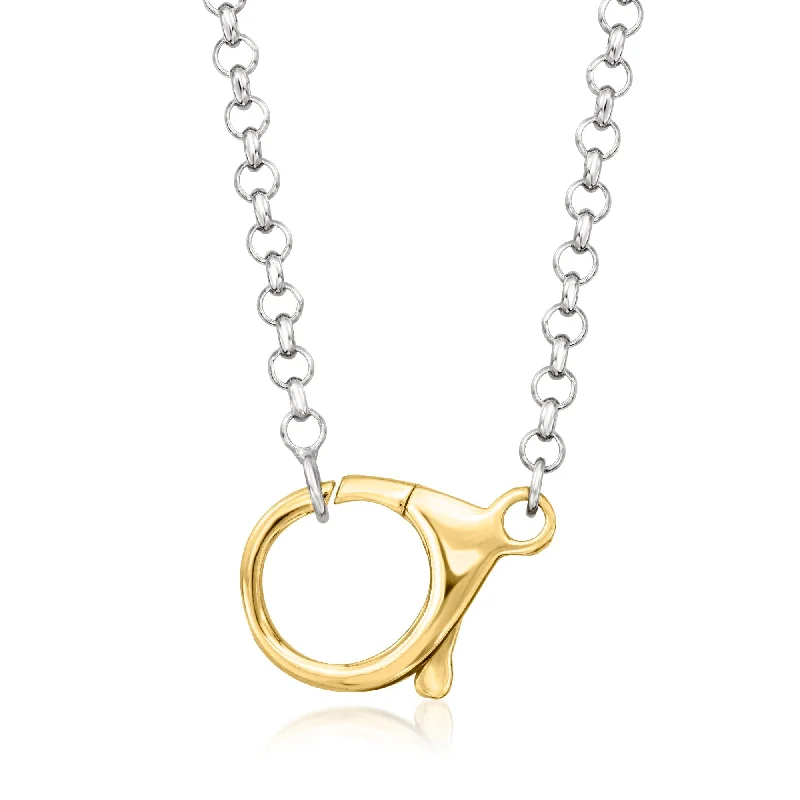 Grand diamond necklaces-Ross-Simons Sterling Silver and 18kt Gold Over Sterling Rolo-Chain Lobster Clasp Necklace