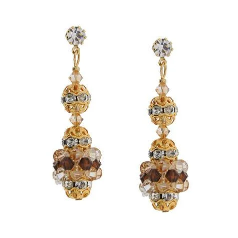 Multi-drop earrings-Champagne Crystal Drop Earrings