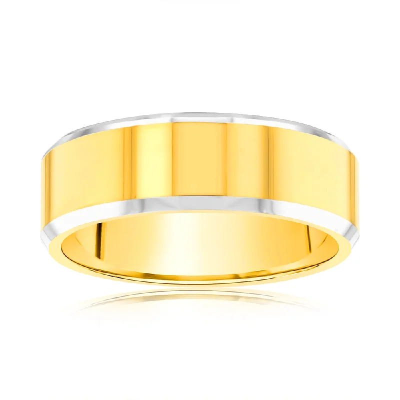 Worn cameo rings-Matt Gold Polished Beveled Edges 8mm Tungsten Ring