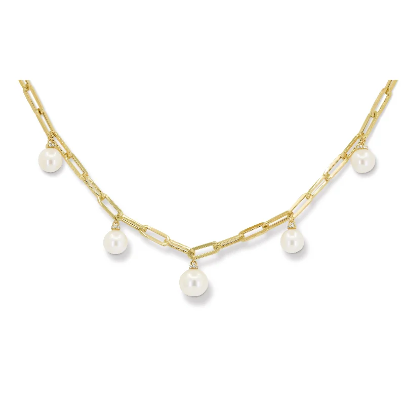 Topaz necklaces-7.85Ct Pearl Necklace In 14K Yellow Gold