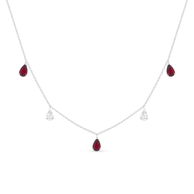 Jade stone necklaces-0.70Ct Ruby Necklace In 14K White Gold