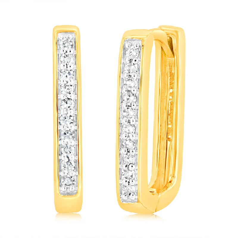 Aged bronze rings-Luminesce Lab Grown 9ct Yellow Gold Hoop Earring With 20 Brillant Diamonds