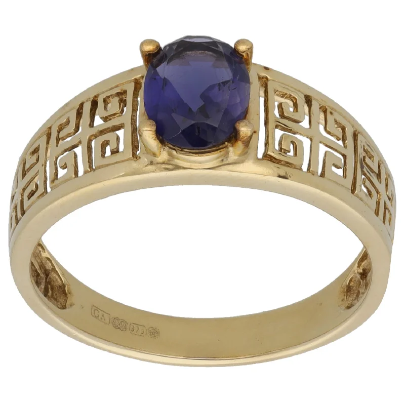 Aged bronze rings-9ct Gold Iolite Single Stone Ring Size T