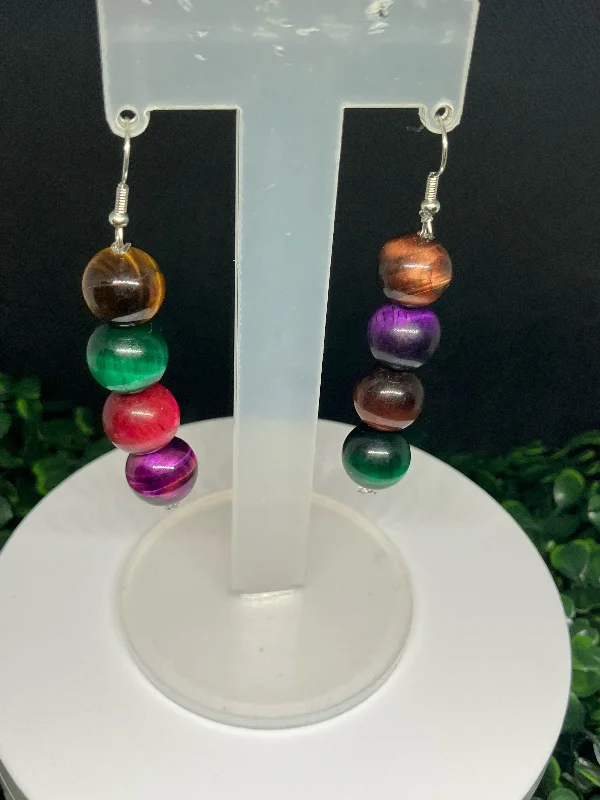 Pure gem earrings-Tiger eye earrings