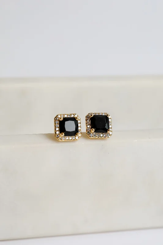 Bead strand earrings-Sutton Black Gemstone Stud Earrings