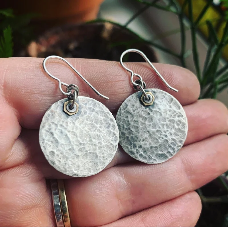 Swirl design earrings-Brass and Sterling Silver Rivet Earrings