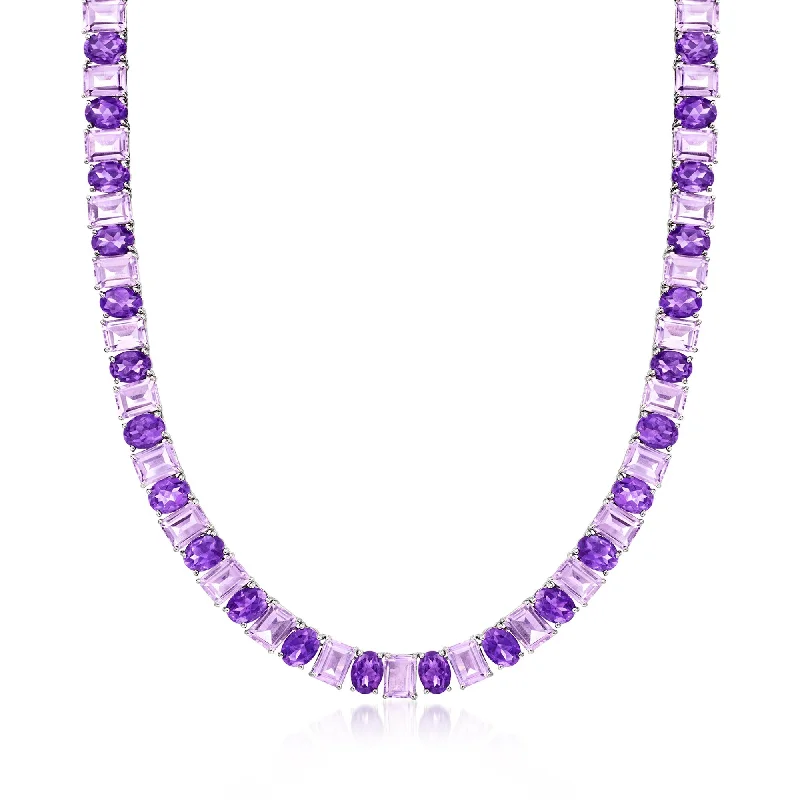 Jade stone necklaces-Ross-Simons Amethyst Necklace in Sterling Silver