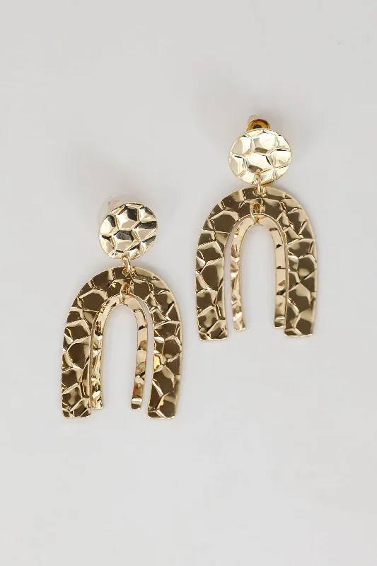 Pure stud earrings-Phoebe Gold Textured Statement Earrings