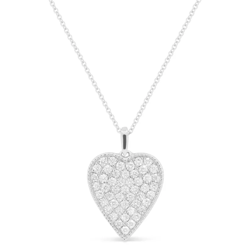 Lanka style necklaces-0.33Ct Diamond 16"pendant Necklace In 14K White Gold