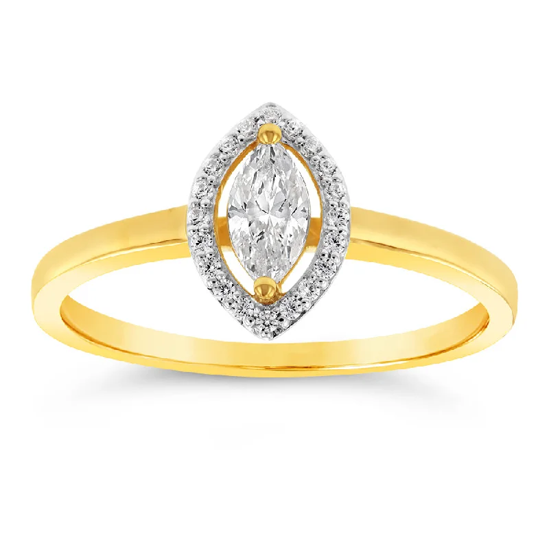 Worn lock rings-9ct Yellow Gold Cubic Zirconia Marquise Ring