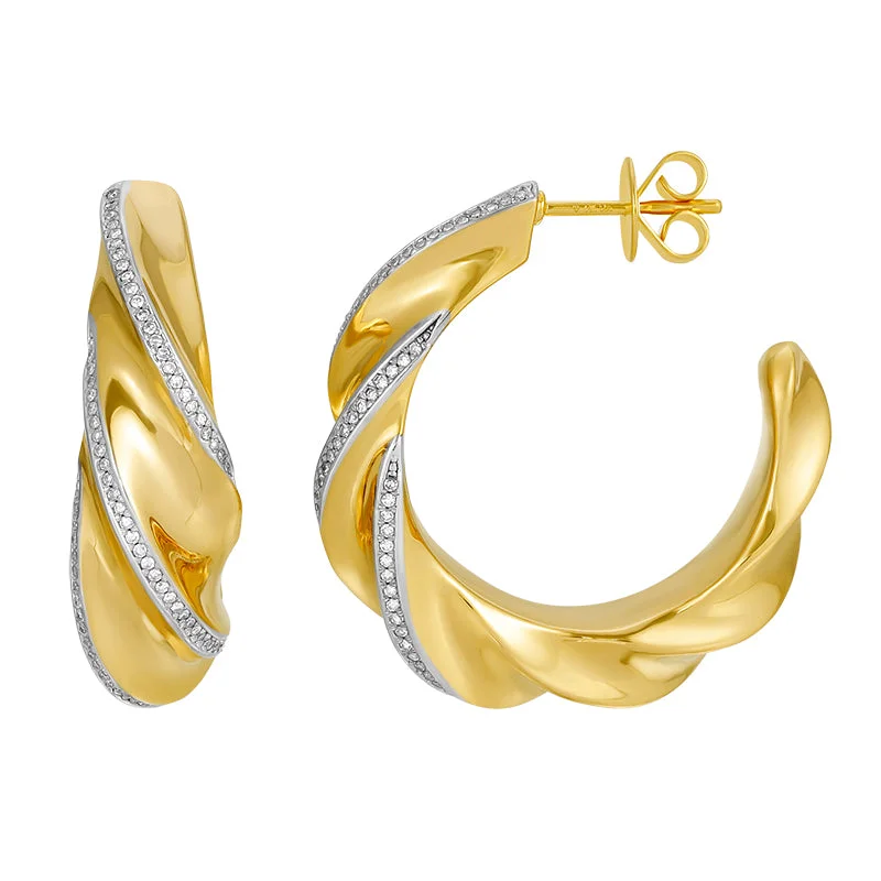 Rover feather earrings-JANE OVAL GOLD + DIAMOND HOOP EARRINGS