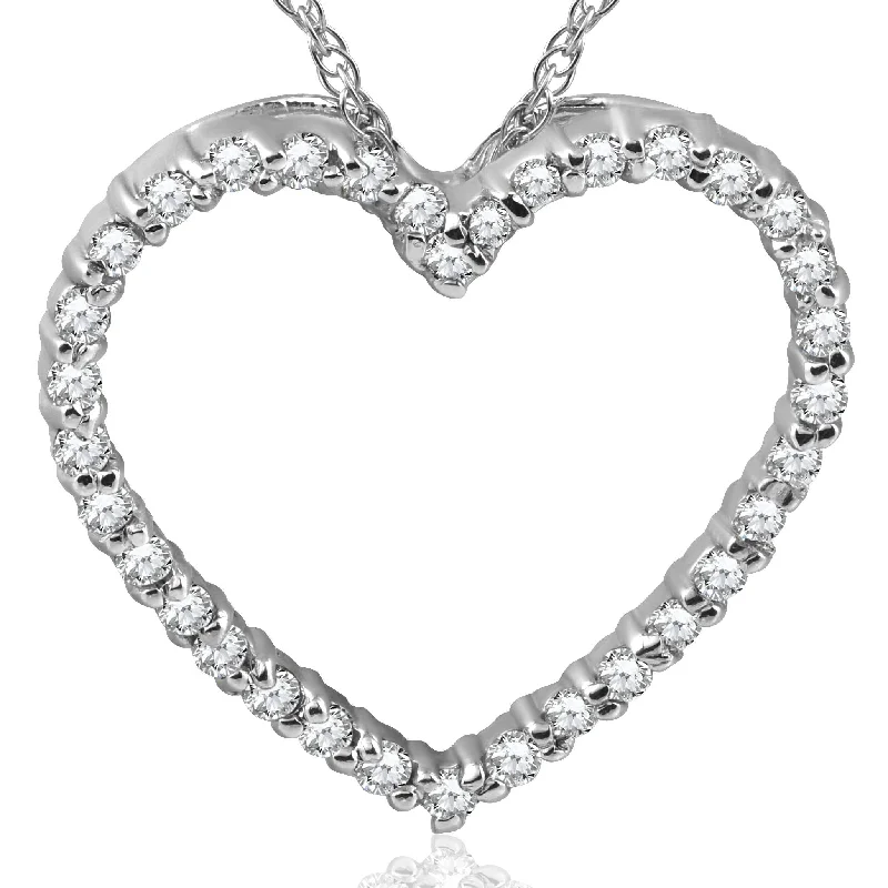 Quirky bead necklaces-10K White Gold 1/2ct Diamond Heart Pendant Necklace