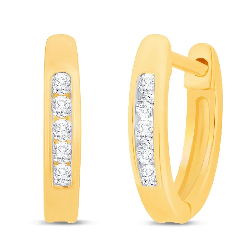 Peace eye rings-Luminesce Lab Grown 10 Point Diamond Hoop Earring in 9ct Yellow Gold