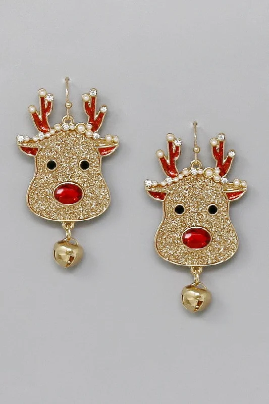 Half crescent earrings-Rudolph  Christmas Earrings