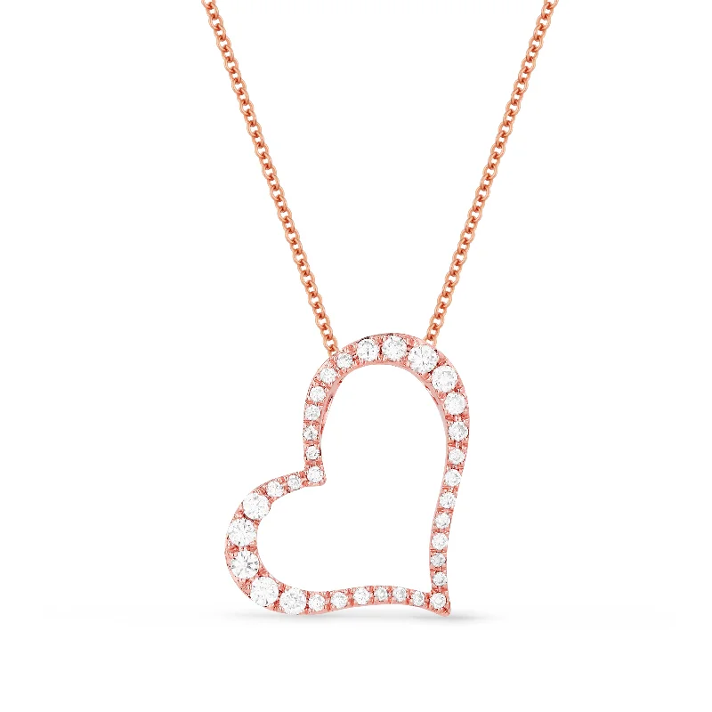 Fine art necklaces-0.22Ct Diamond 16"pendant Necklace In 14K Rose Gold