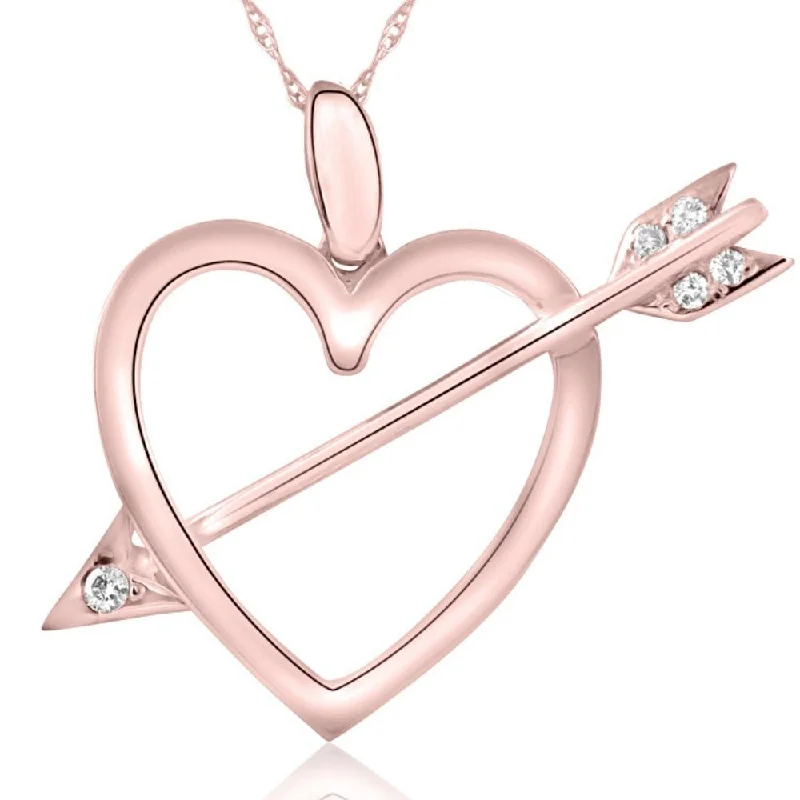 Thick bar necklaces-14k Heart & Arrow Diamond Pendant Necklace 1" Tall