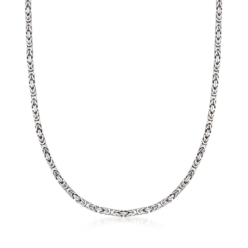 Flat shape necklaces-Ross-Simons 2.3mm Sterling Silver Byzantine Necklace