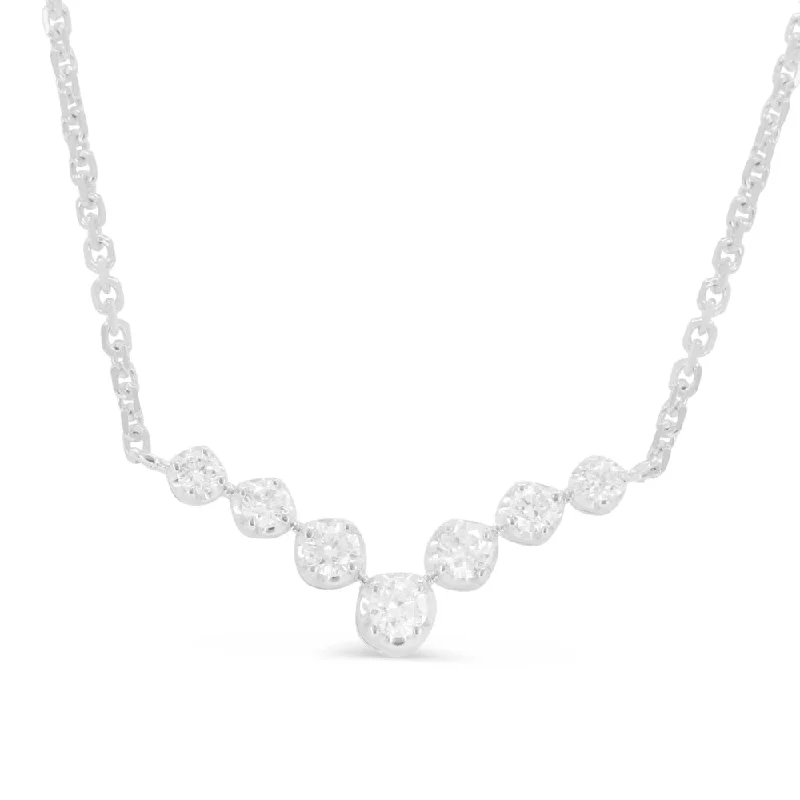 Little gem necklaces-0.19Ct Diamond Necklace In 14K White Gold