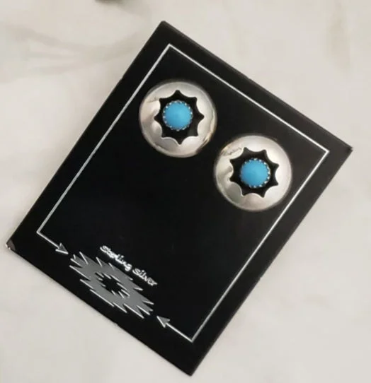 Spinel earrings-Sterling Silver Turquoise Shadow Box Earrings