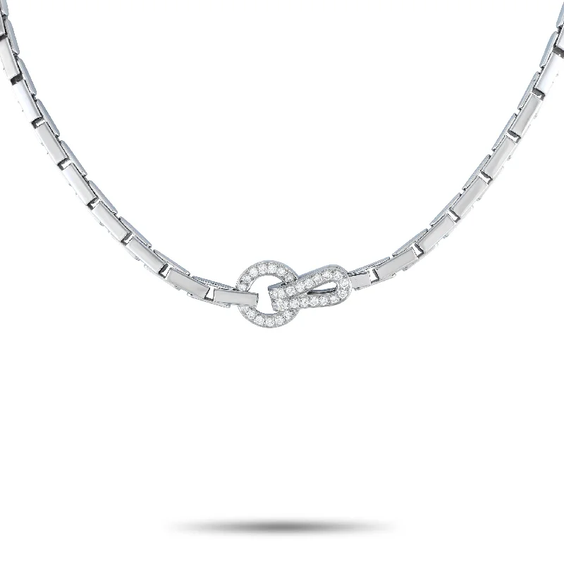 Sapphire drop necklaces-Cartier Agrafe 18K White Gold Diamond Necklace CA21-120524