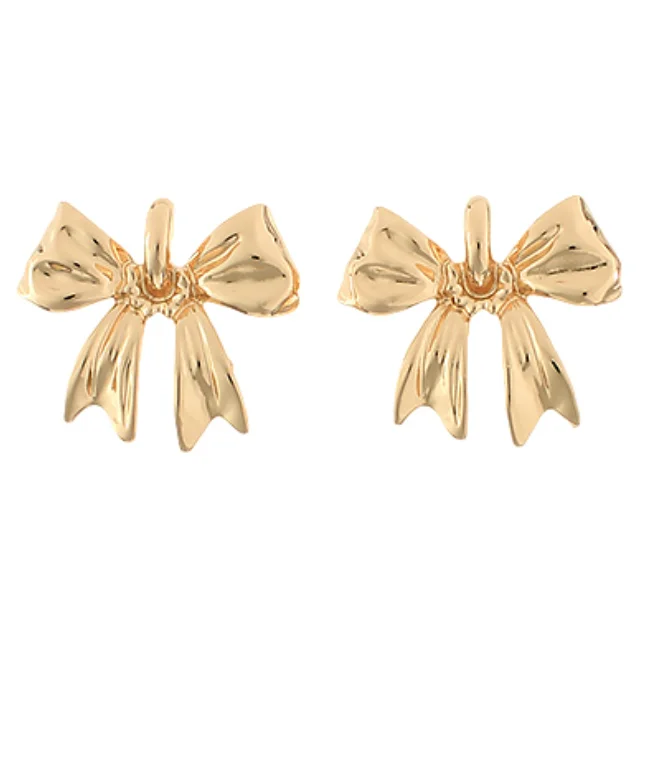 Thin star earrings-Statement Gold Bow Earrings