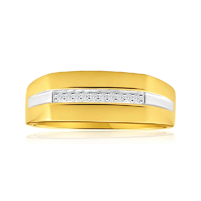 Pure dot rings-His and Hers Rings 9ct Yellow Gold Ladies Ring With 10 Diamonds