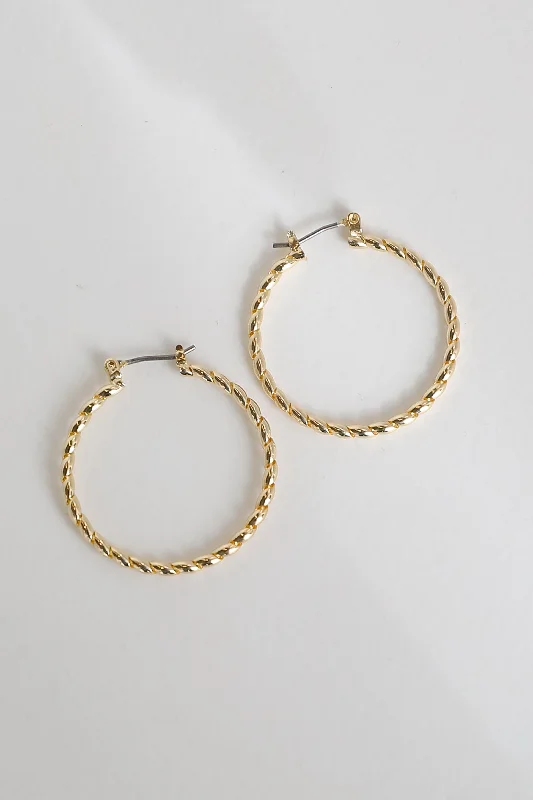 Thick ring earrings-FINAL SALE - Joanna Gold Twisted Hoop Earrings