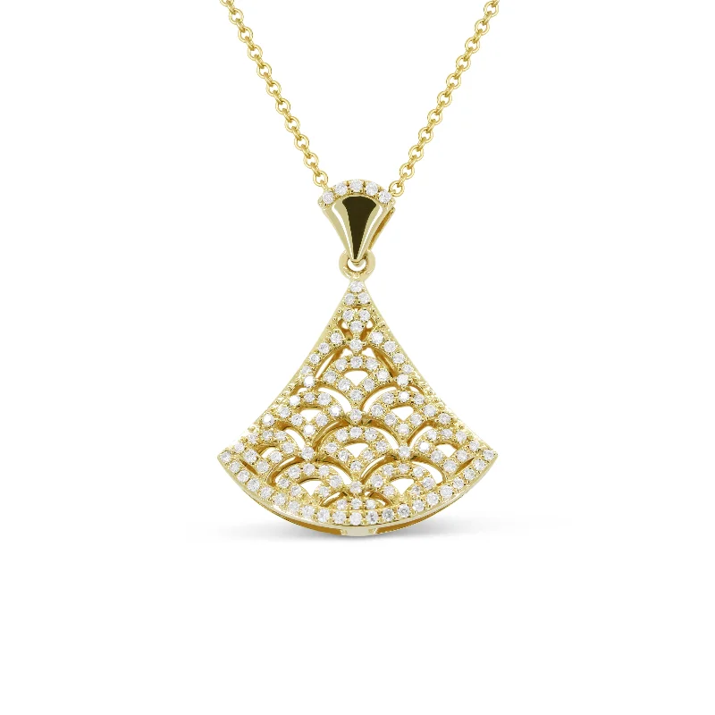 Thick bar necklaces-0.29Ct Diamond 16"pendant Necklace In 14K Yellow Gold