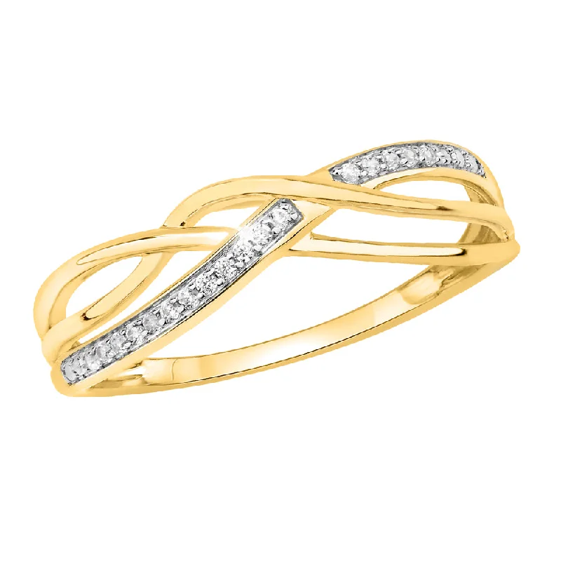 Thin filigree rings-9ct Yellow Gold Diamond Plait Ring