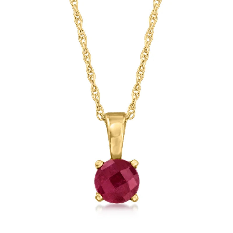 Ten-layer necklaces-Ross-Simons Ruby Pendant Necklace in 14kt Yellow Gold