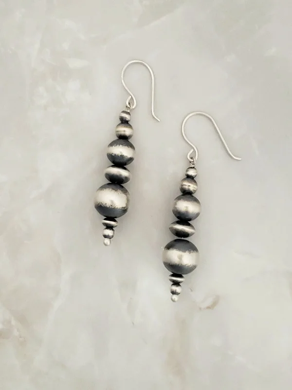 Thin cord earrings-Sterling Silver Navajo Pearl Dangle Earrings