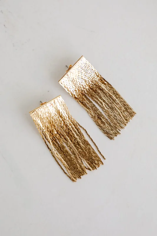 Flat knot earrings-Finley Fringe Chain Earrings